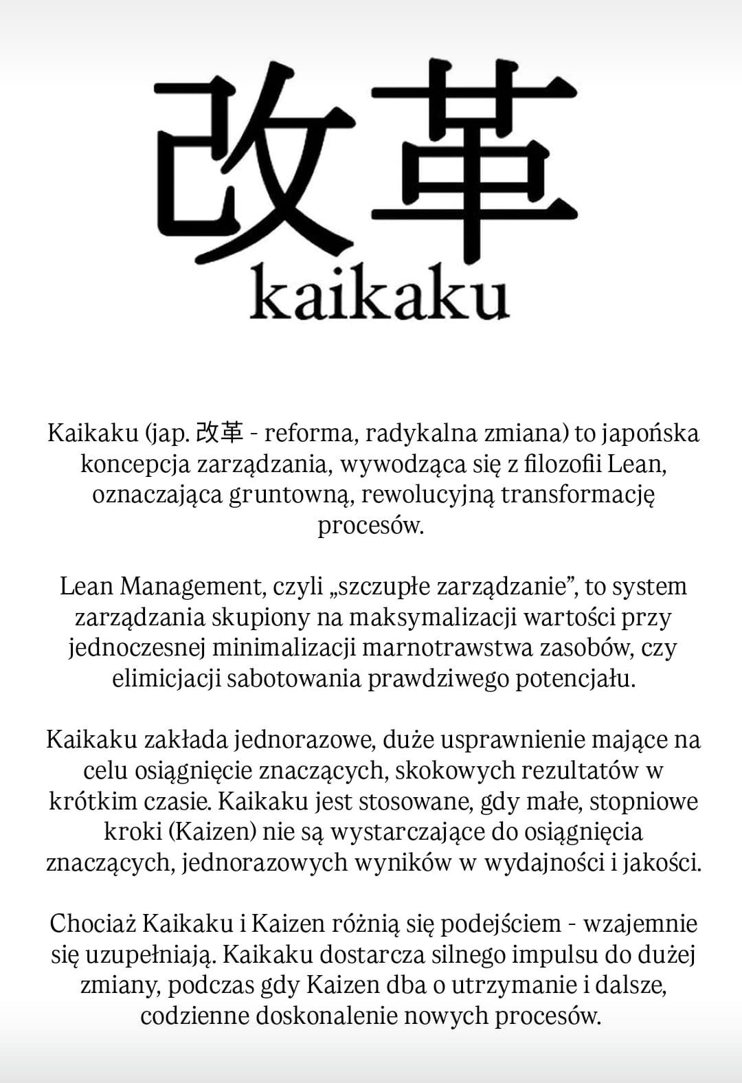 Definicja Kaikaku - radykalna transformacja systemu